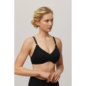 Reggiseno push-up senza ferretto in cotone biologico nero, coppe B e C