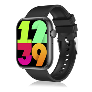 DAM Smartwatch QX7 Pro. Llamadas Bluetooth, más de 100 modos deportivos. Monitor cardiaco, O2, glucosa y de tensión. 4x1,1x4,7 Cm. Color: Negro