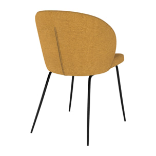 Lot de 2 chaises jaunes en tissu bouclette et pied en métal - Groom