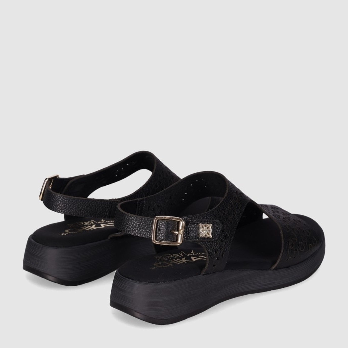 Sandalias de Piel - Negro - Tacón: 3 cm