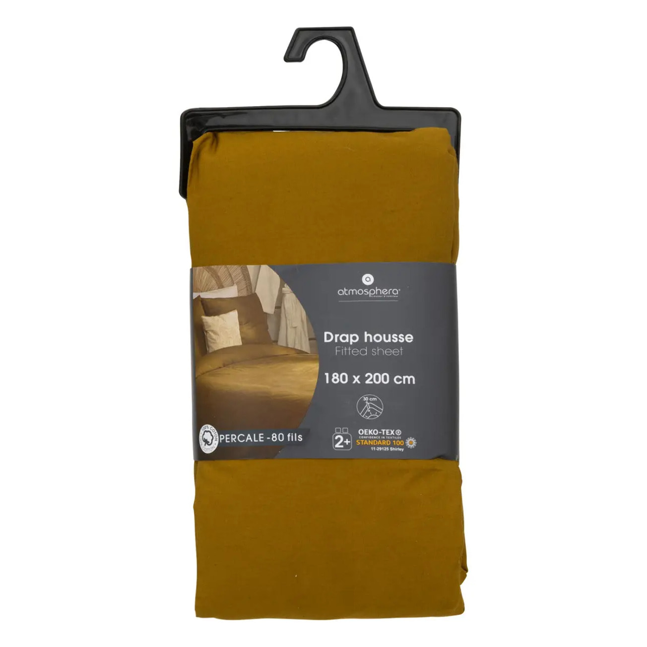 Drap-housse percale mordoré 180x200cm