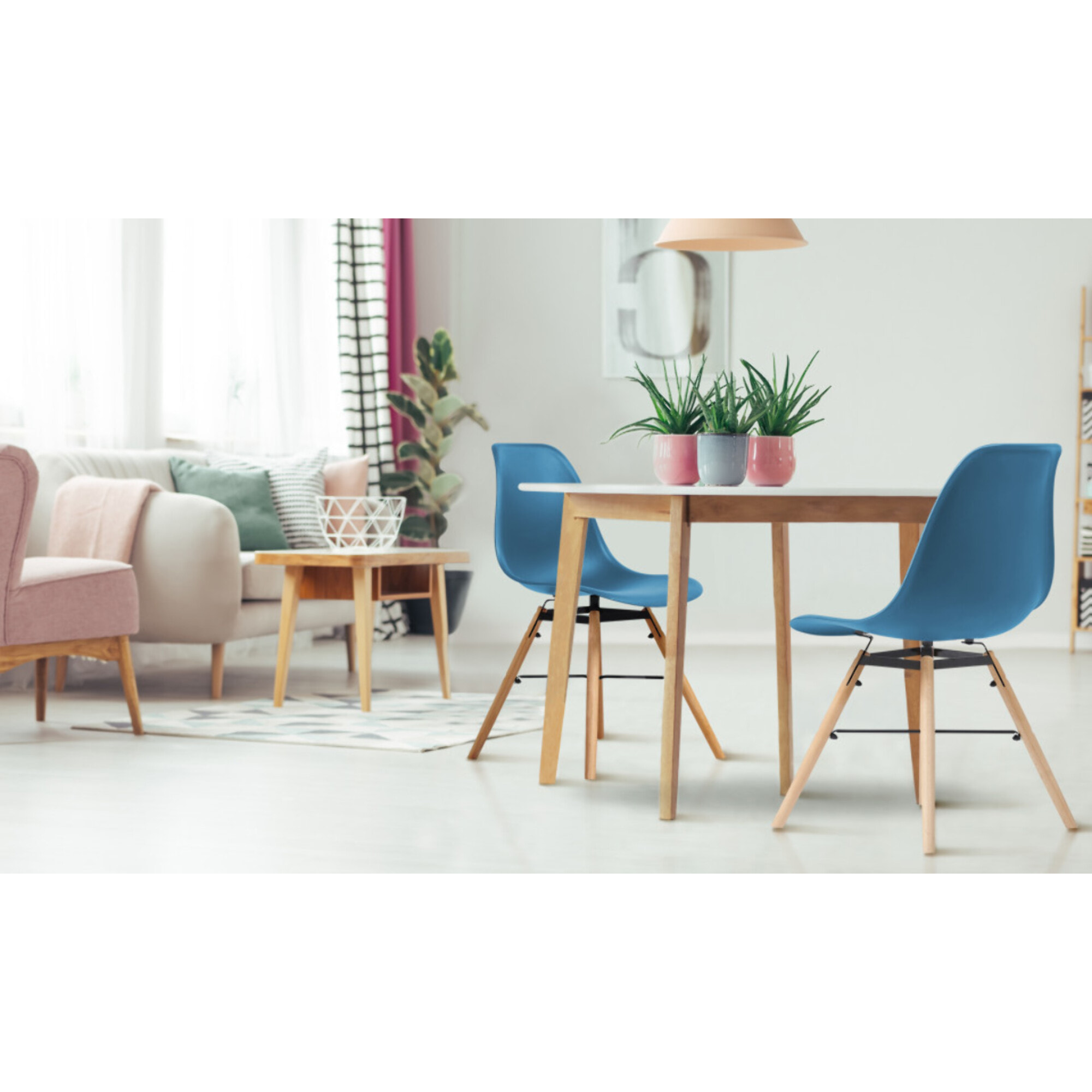 Chaises Arkken pieds bois - Bleu canard