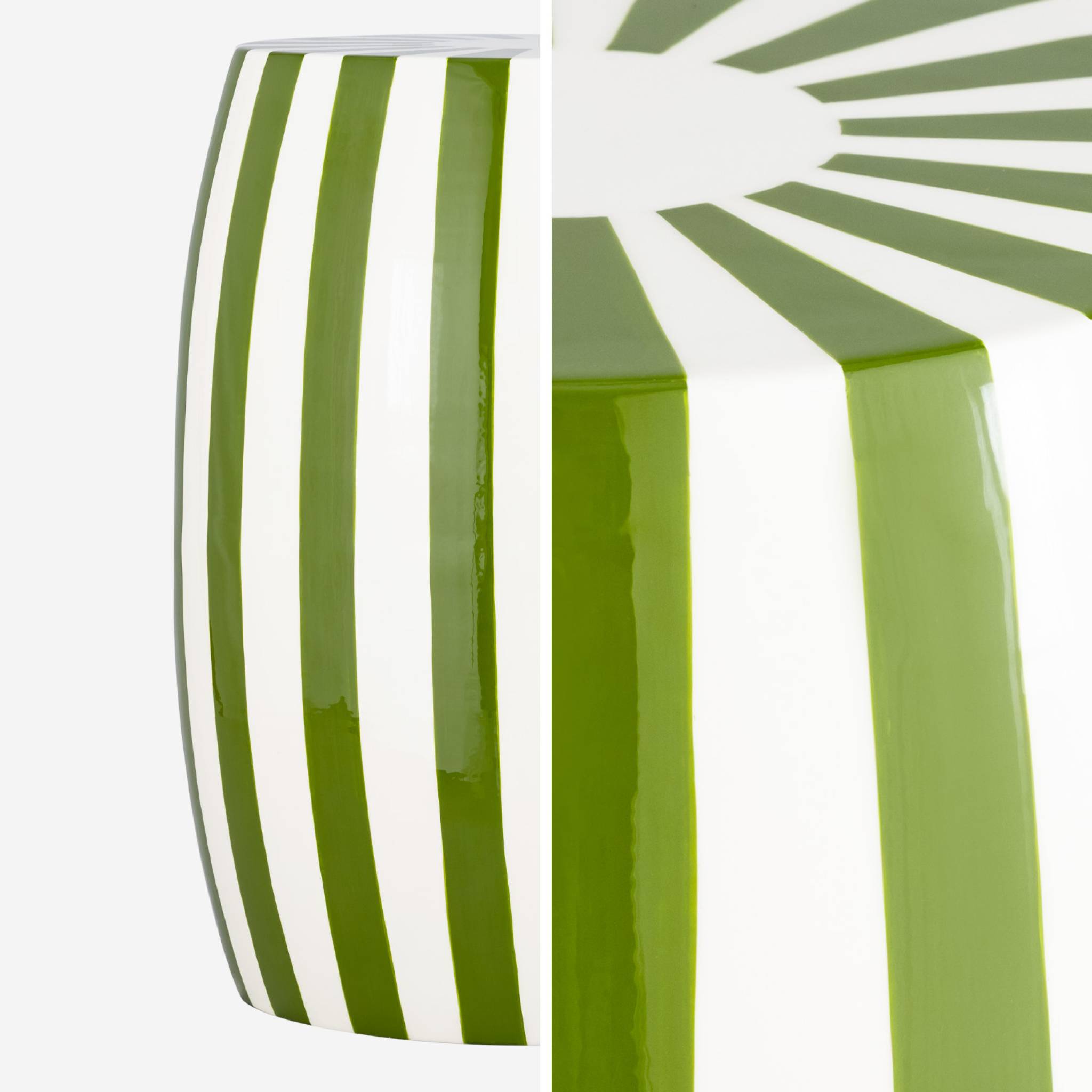 Table d'appoint. bout de canapé. table de chevet acier émaillé. vert et blanc Ø35 x H 46cm - Mizzy