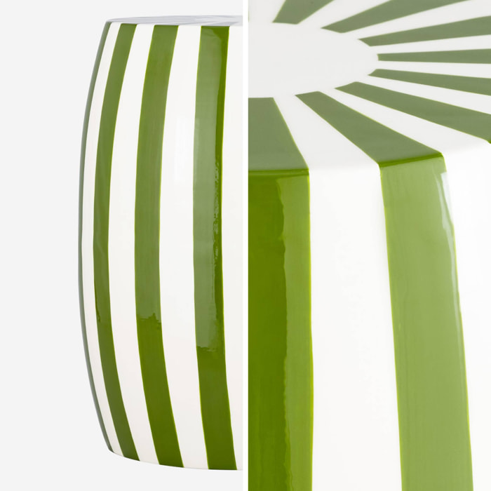 Table d'appoint. bout de canapé. table de chevet acier émaillé. vert et blanc Ø35 x H 46cm - Mizzy