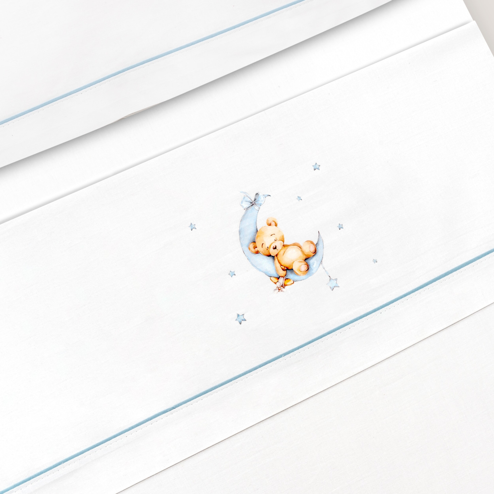 Triptico Coche Estampado Oso Luna Estrellas Bco/Azul