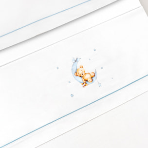 Triptico Coche Estampado Oso Luna Estrellas Bco/Azul