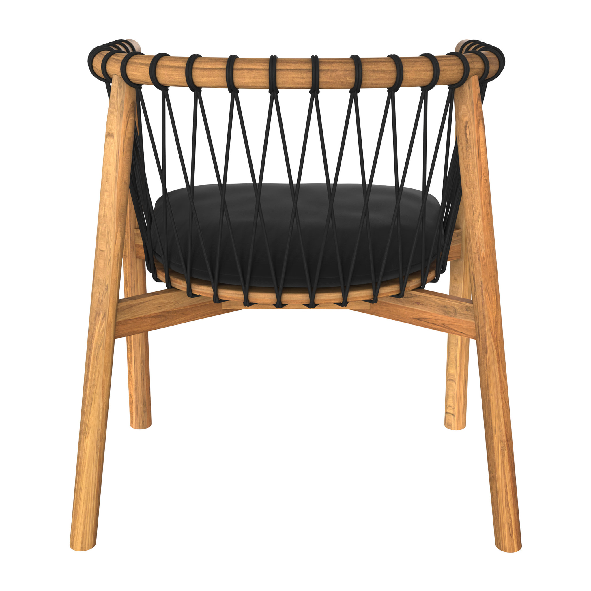 Chaise de jardin en bois de teck et tissu noir - Yago