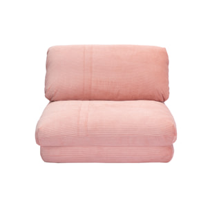 Chauffeuse 1 place convertible en tissu velours côtelé rose SPENCER
