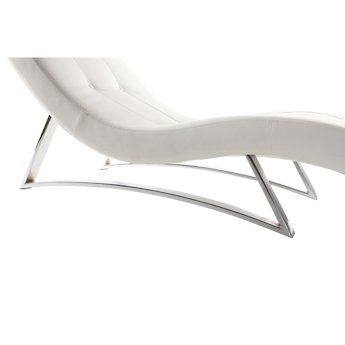 Chaise longue design blanc et acier chromé BARTY