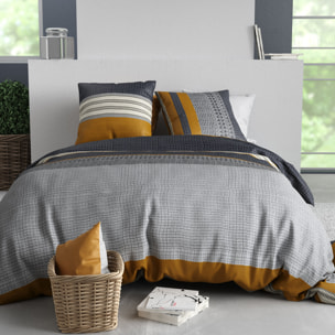 Parure housse de couette coton gris