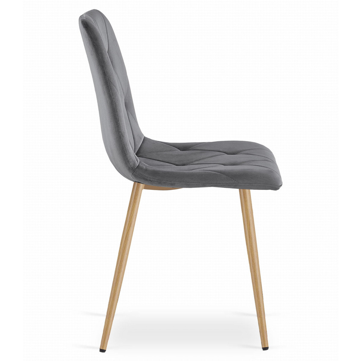 Sedia Libra in Velluto Grigio Scuro con Gambe Effetto Legno