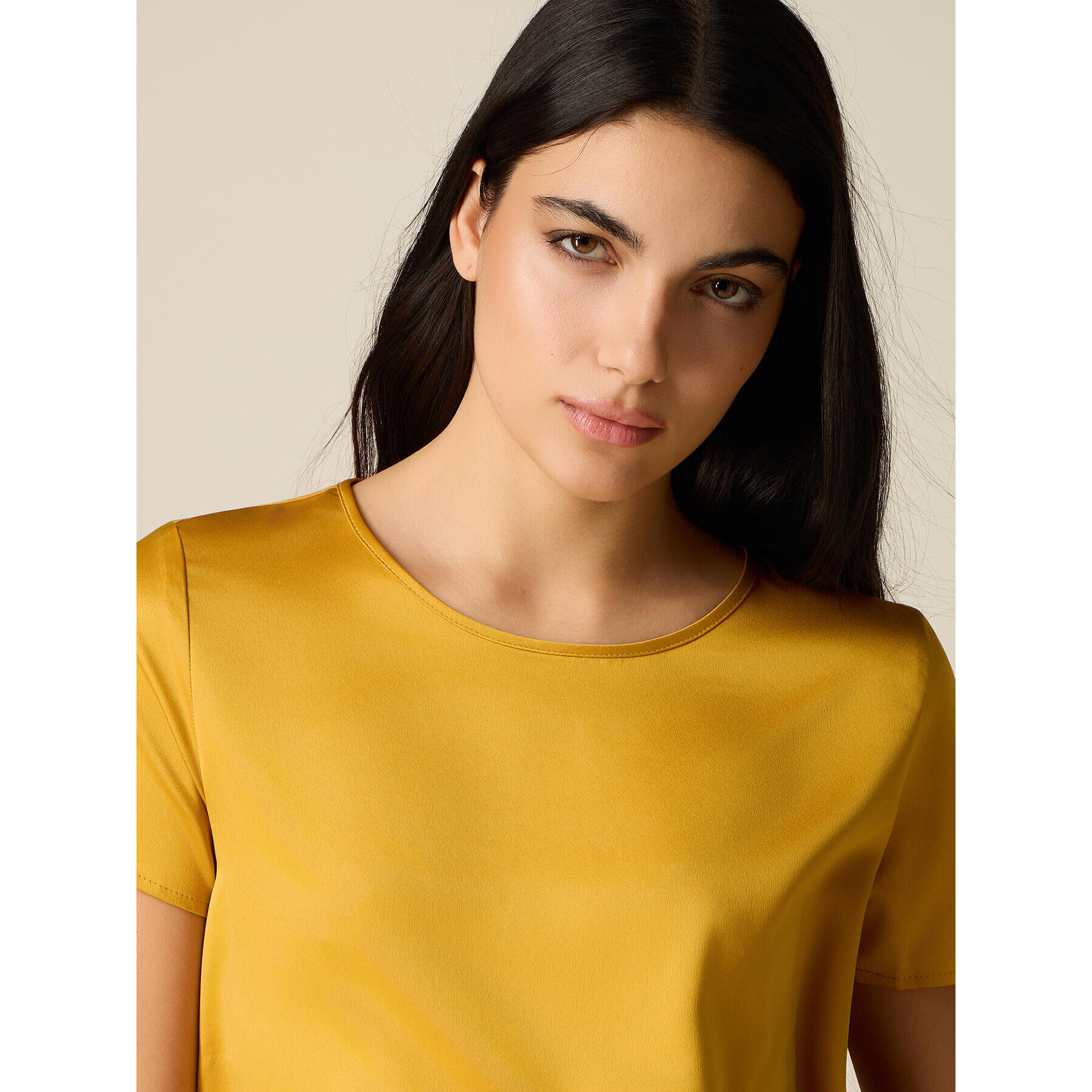 Oltre - T-shirt bimaterica - Giallo