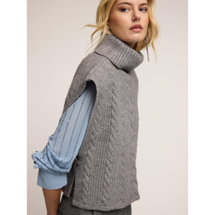 Motivi - Chal de punto con trabajo de trenzas - Gris