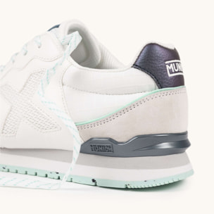 Zapatilla Retro Running Blanca con Detalles Gris Perla y Menta MUNICH DASH WMN 282
