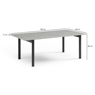 Table basse en céramique 120x60cm marbre grey pieds métal - UNIK