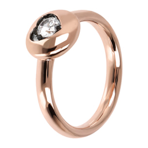 Anello Cuore in Golden Rosé con Cubic Zirconia Placcato Oro Rosa 18k