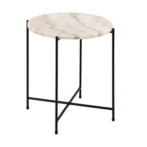 Ezaro - table basse - 42 cm - plateau en marbre - pieds en acier - Blanc