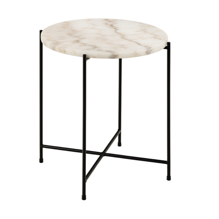 Ezaro - table basse - 42 cm - plateau en marbre - pieds en acier - Blanc