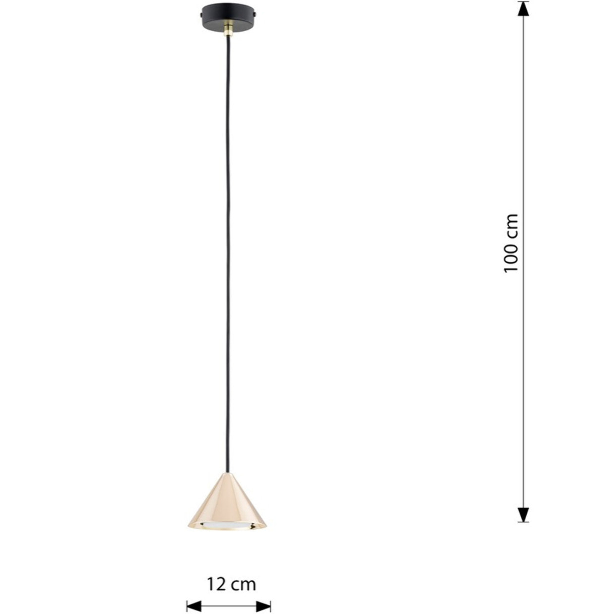 Lampada a sospensione ELIT in acciaio nero opaco e oro