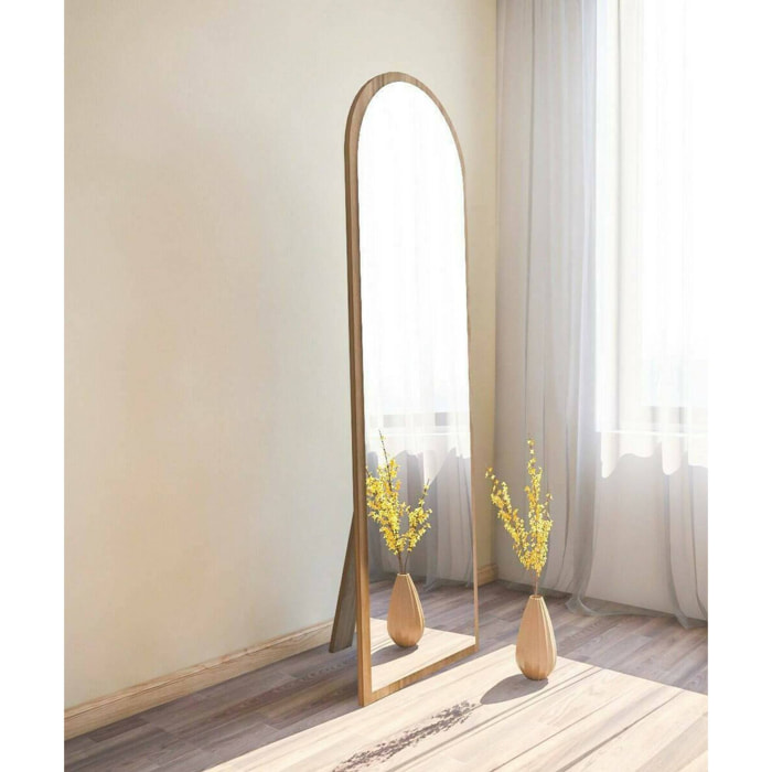 Specchio Artus, Specchiera, Articolo d'arredo a muro, Decorazione con specchio, 50x2h160 cm, Noce