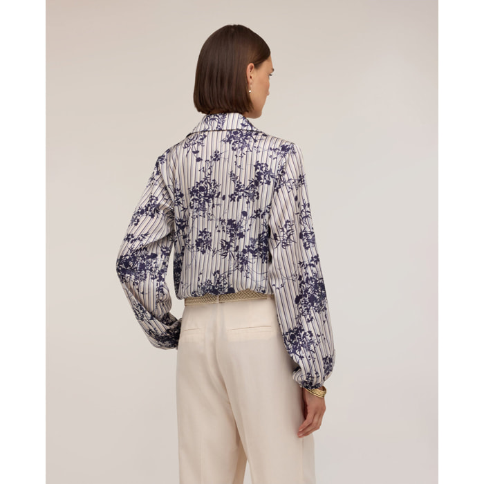 Motivi - Blusa in raso con stampa e drappeggio - Viola