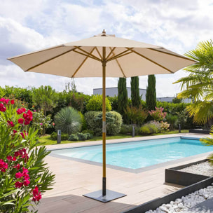 Parasol droit "Tinaei" taupe 3m en bambou