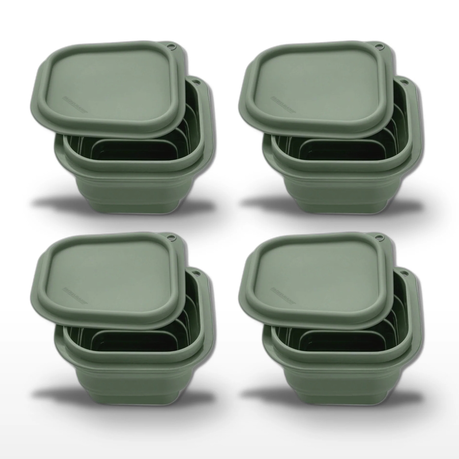 Lot de 4 Boîtes à Snacks Pliables en Silicone Vert Fackelmann Storage