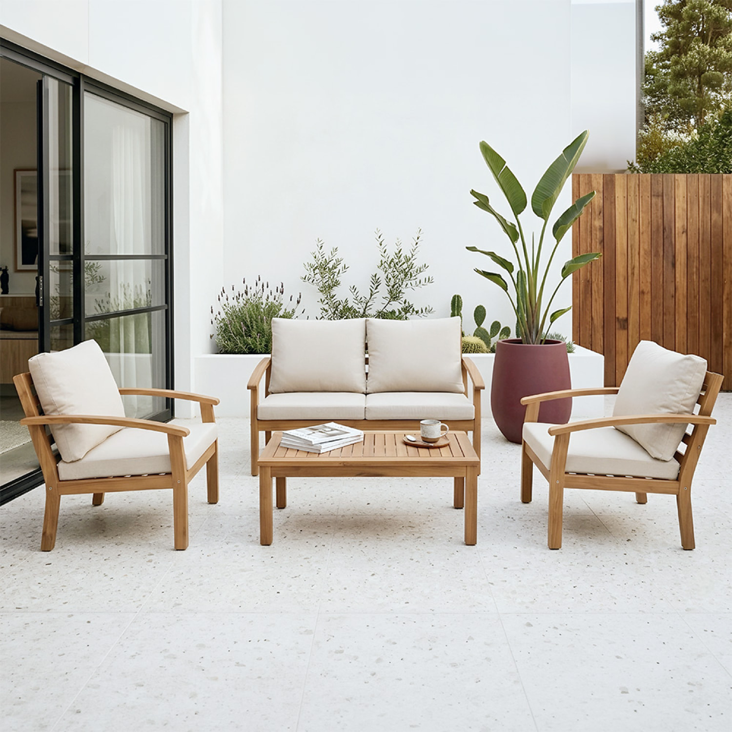 Salon de jardin 4 places en acacia PHAN