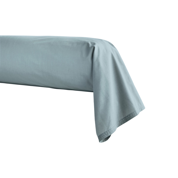 Taie de traversin unie en percale de coton, PREMIÈRE, Bleu Glacier