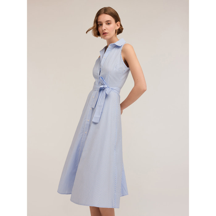 Motivi - Vestido camisero de algodón a rayas - Light - blue