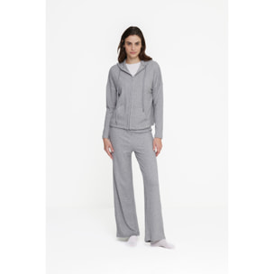 Completo loungewear donna linda in maglina a coste con zip Noidinotte
