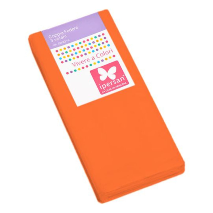 Coppia Federe 3 volani IPERSAN Puro Cotone Arancio