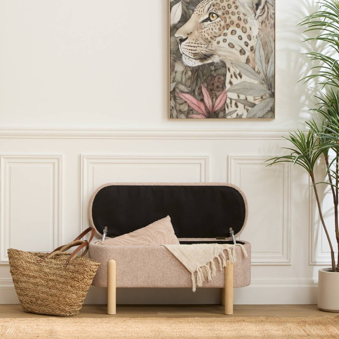 Banc coffre Muka ovale 1 place beige