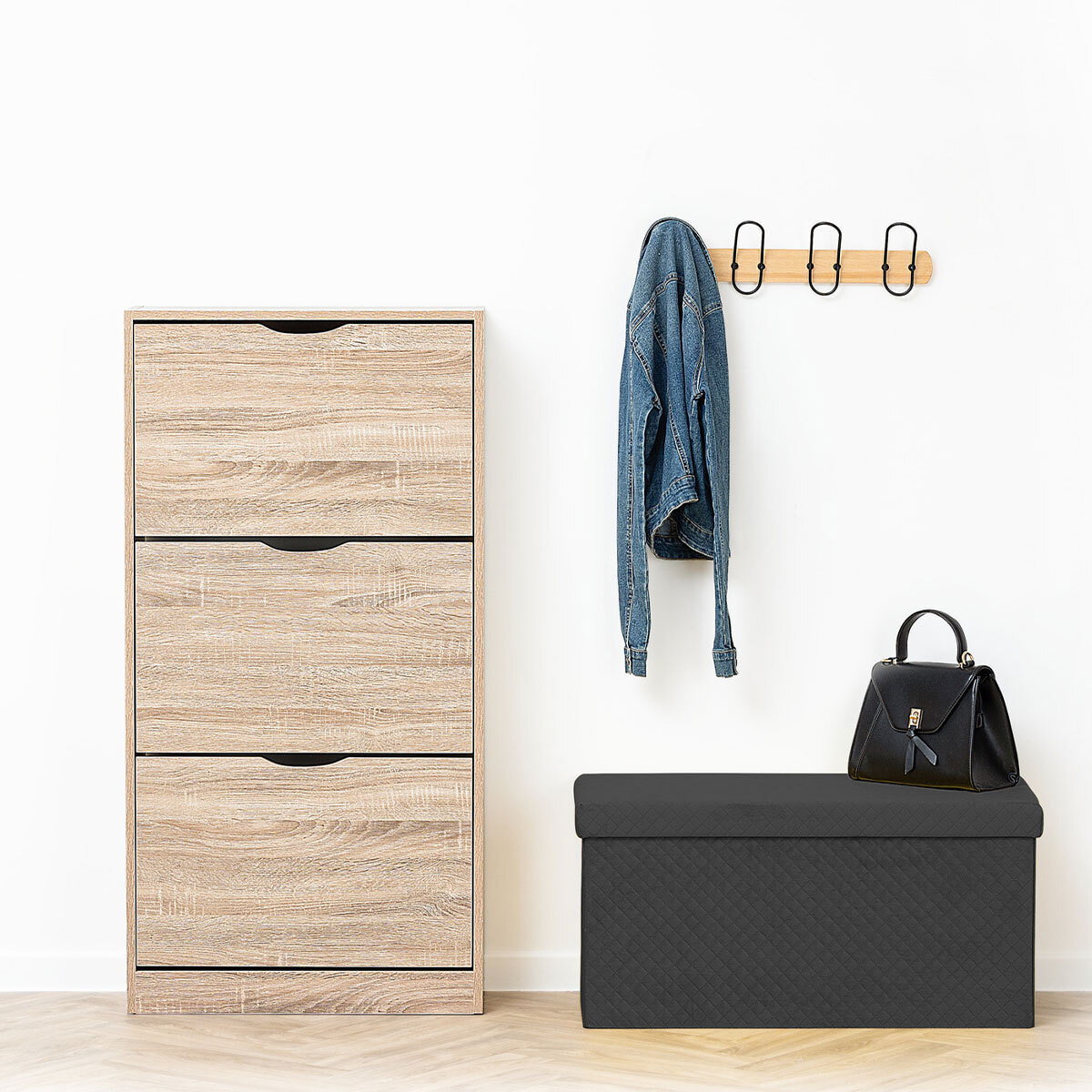 Pouf double pliant Velours gris Mix N' Modul