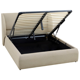 Florina - lit coffre - 180x200 cm - sommier inclus - en tissu - Beige