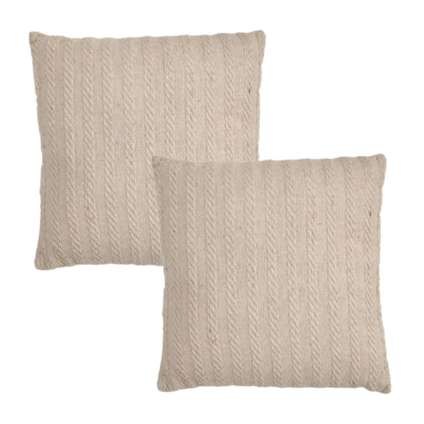 Lot de 2 coussins 40 x 40 cm en coton brodés beige - PLUME