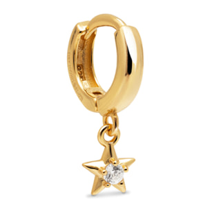Pendiente Suelto Aro Dance Star Plata Baño Oro