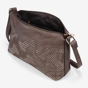 Bolso bandolera taupe con cremallera