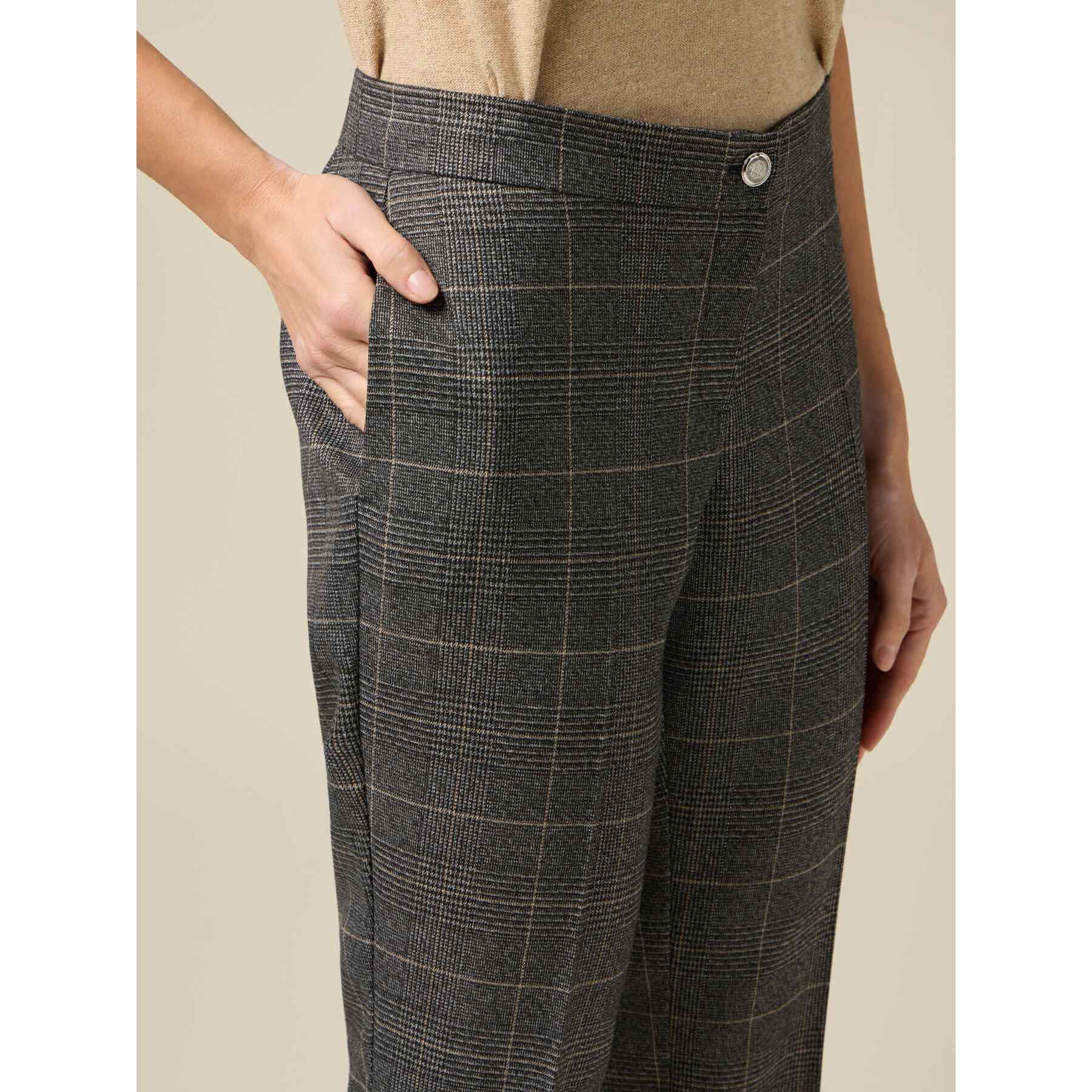 Oltre - Pantalones regular cuadros - Gris