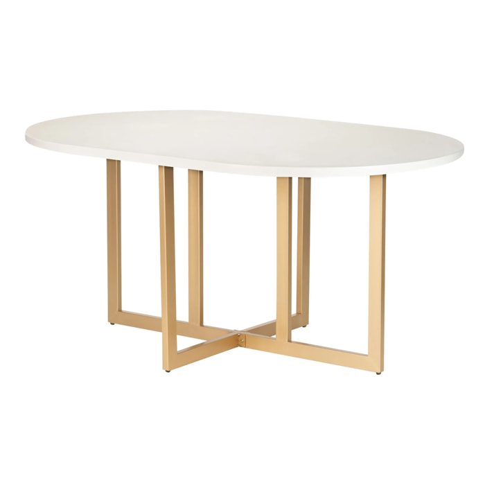 Mesa Comedor Mdf Metal Blanca Dorada 160x100x75 Cm