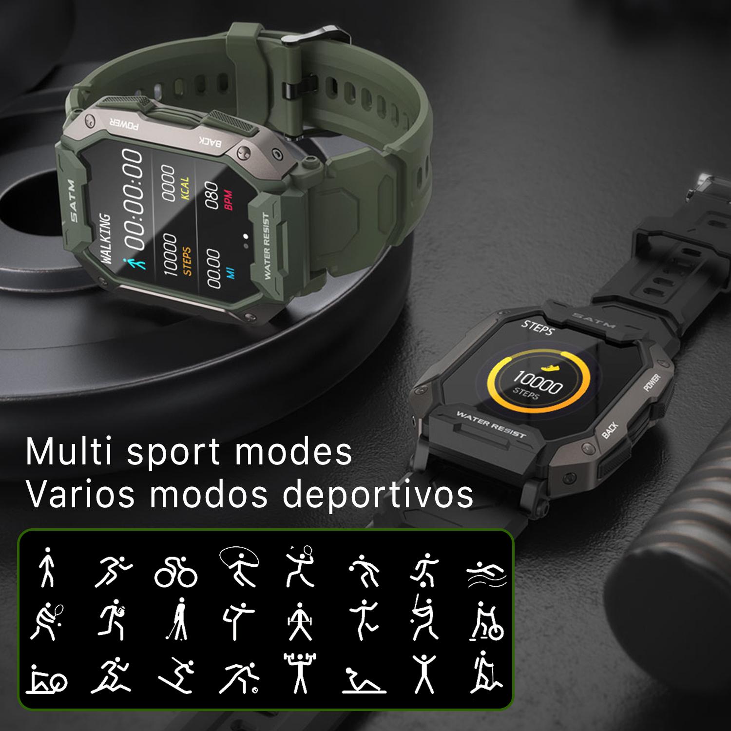 Smartwatch sommergibile C20, schermo da 1,7 pollici e 24 modalità sportive. Monitoraggio cardiaco e O2.