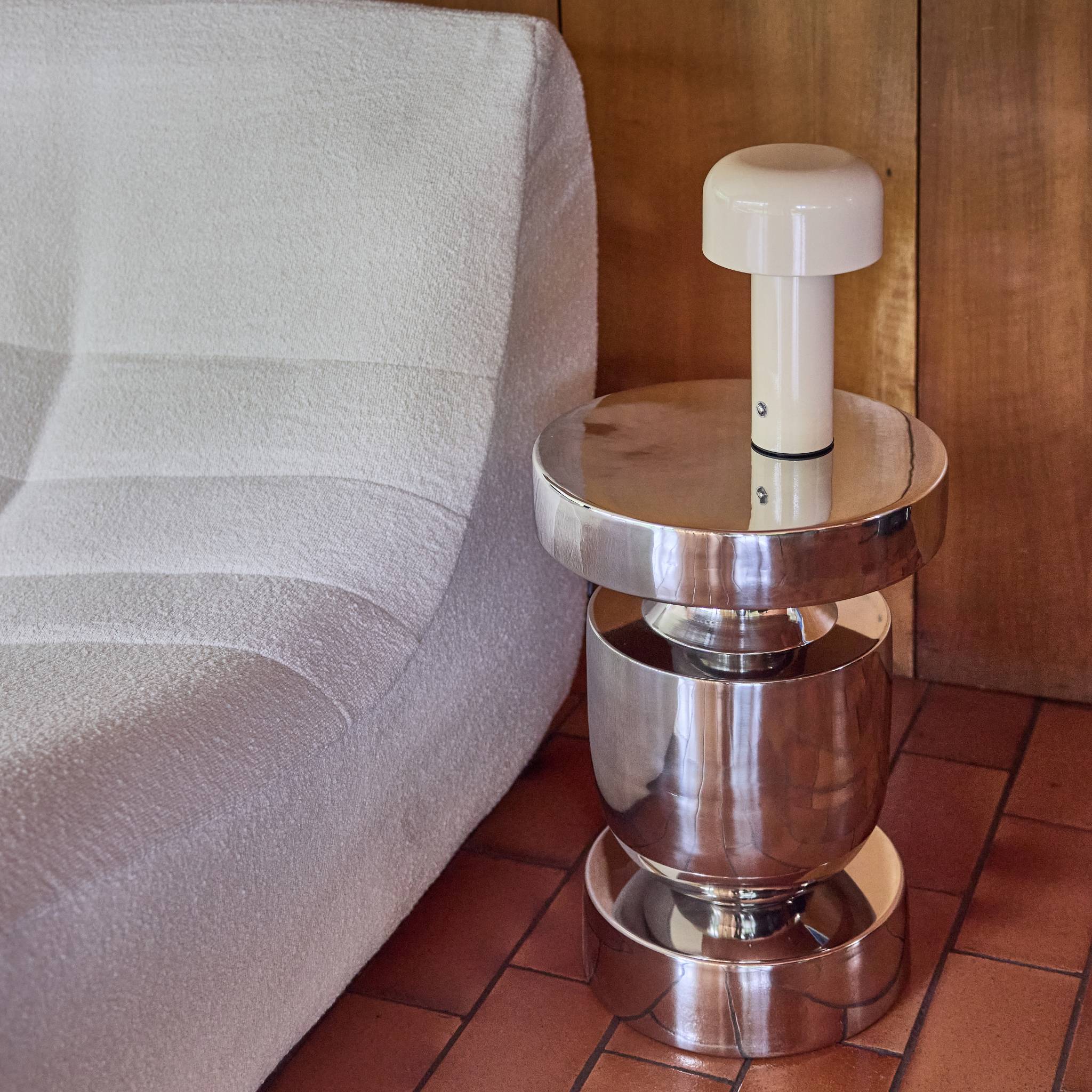 Table d'appoint, bout de canapé, table de chevet acier inoxydable chromé Ø30,5 x H43,5cm ALMA
