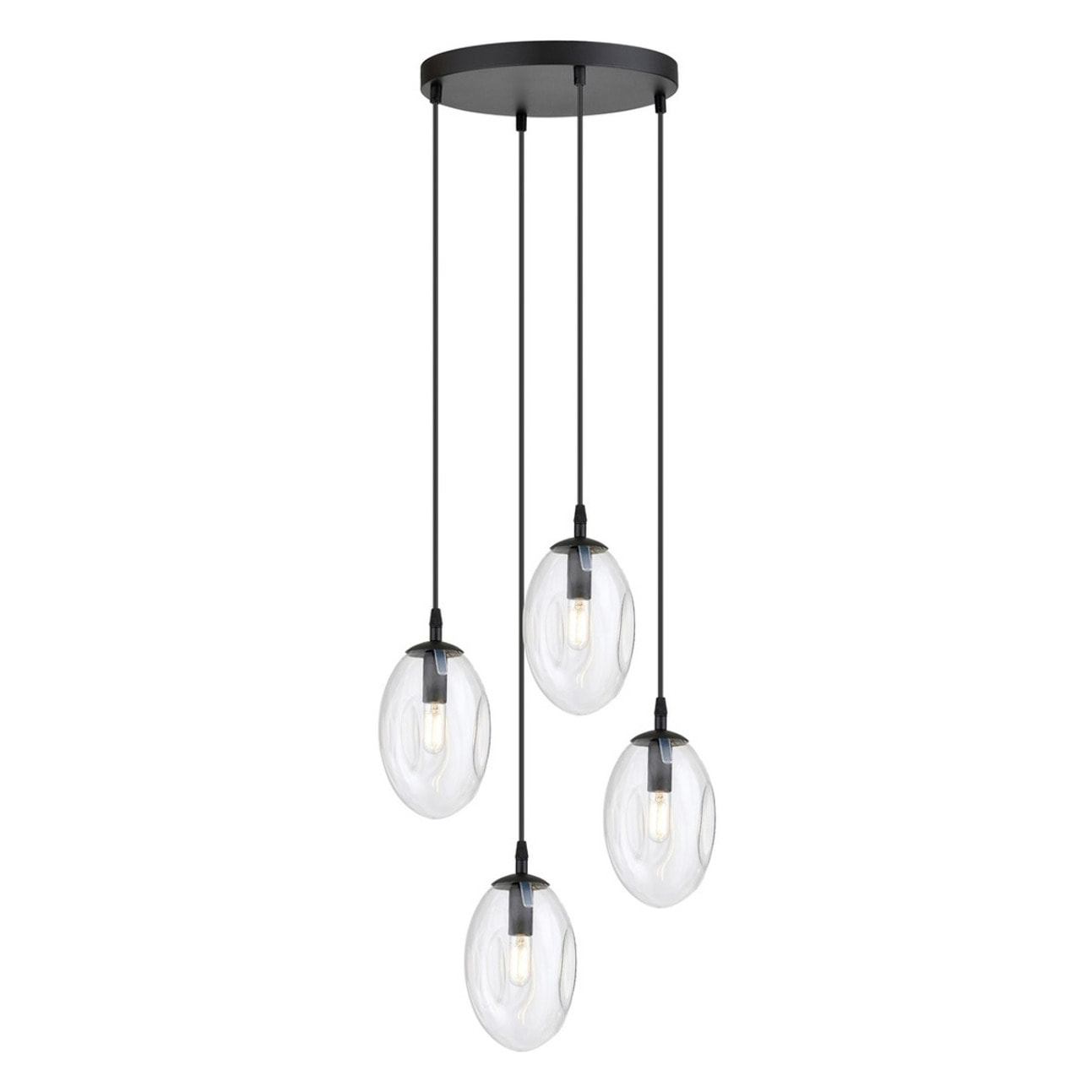 Lampada a sospensione Astral in acciaio nero e vetro