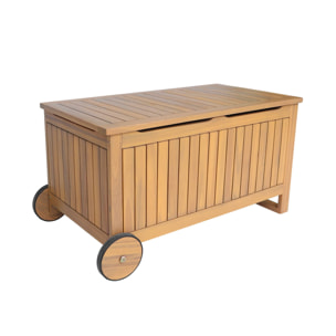 Coffre de jardin bois d'acacia avec roulettes 119L KIVO