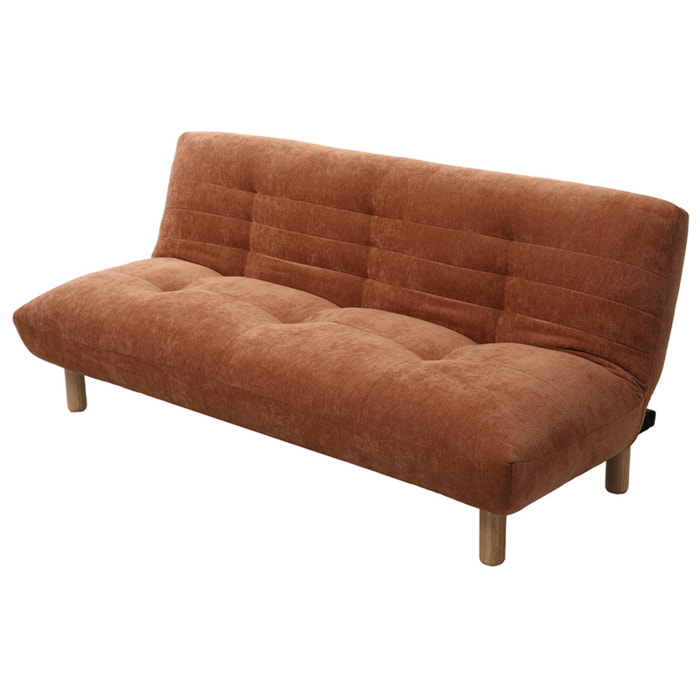 Soan - Banquette 2 places convertible clic-clac en velours texturé - Terracotta