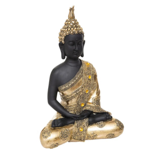 Statuette bouddha assis - résine - doré - H34 cm