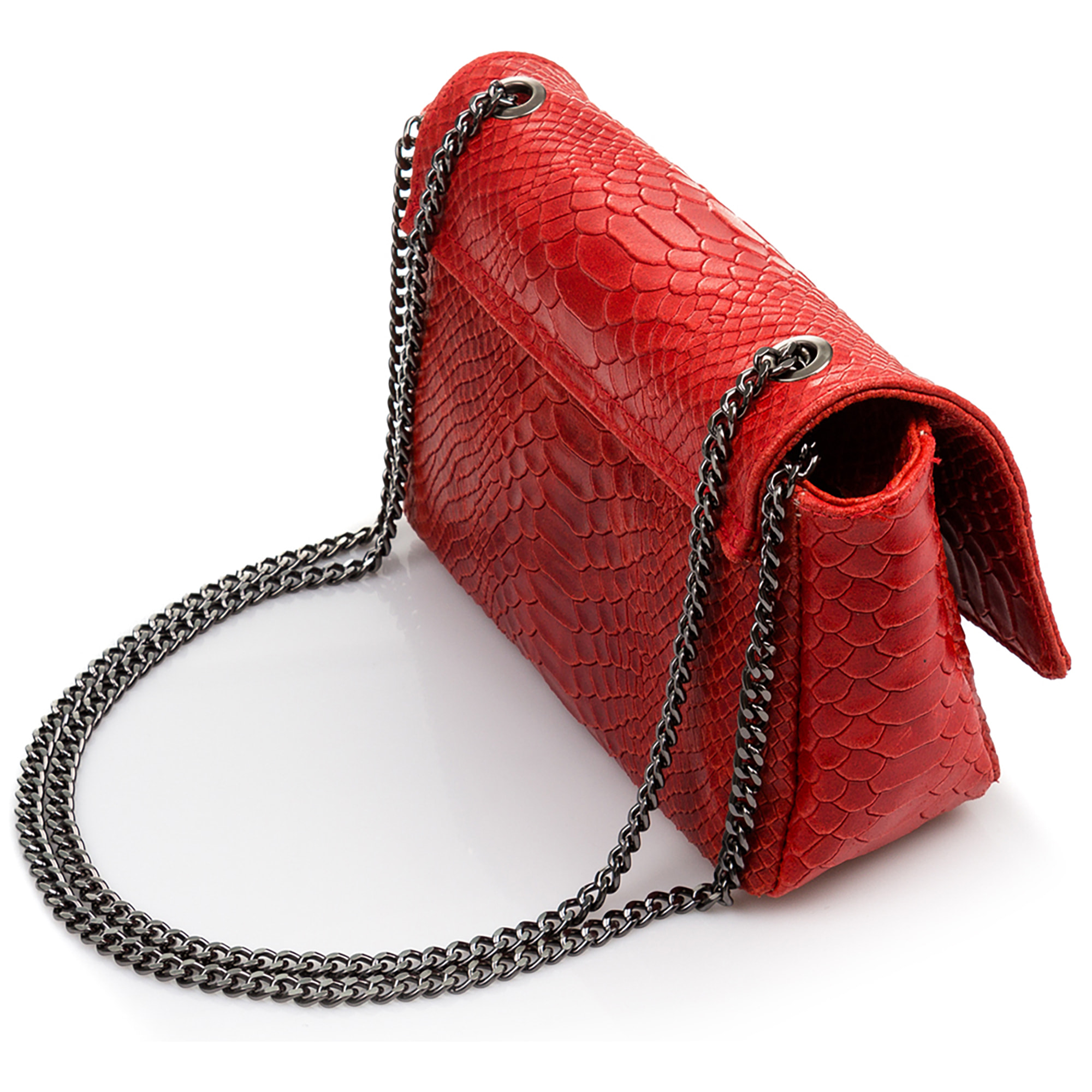 Dalida Borsa a tracolla Donna.Pelle autentica Camoscio Inciso Serpente