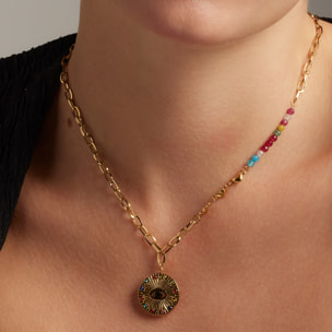 Collar de Cristal Multicolor acabado en oro amarillo de 18K- Targey
