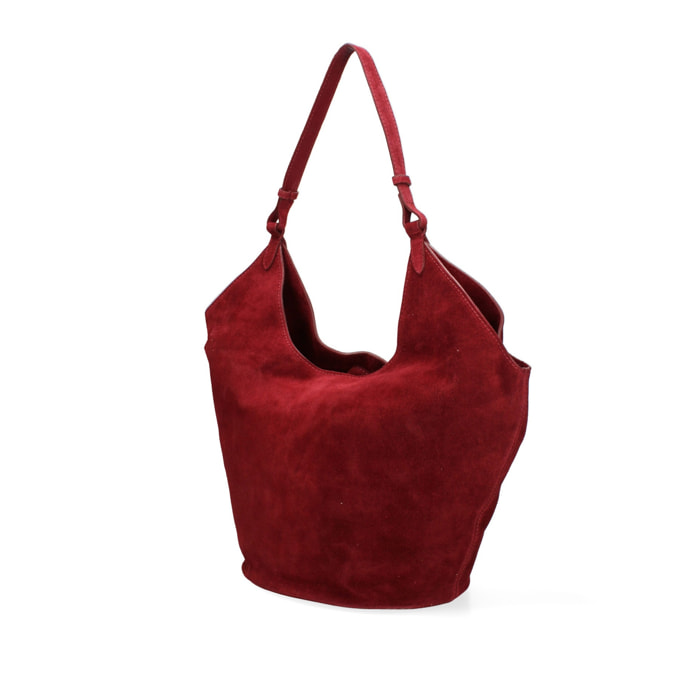 Borsa a spalla da donna - Modello Lisboa - Pelle Scamosciata - 27.0 x 38.0 x 21.5 cm