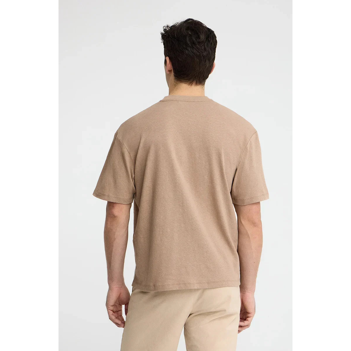 Camiseta cotolino marrón claro de manga corta con logo Polo Club